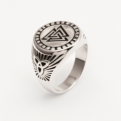 Personalized Stainless Steel Viking Symbol Ring - Trendy Cultural Band | G005137-JinBaoJewerly