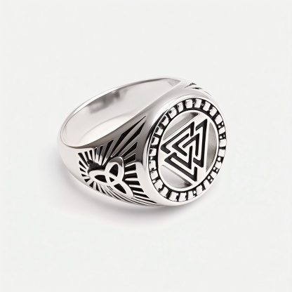 Personalized Stainless Steel Viking Symbol Ring - Trendy Cultural Band | G005137-JinBaoJewerly