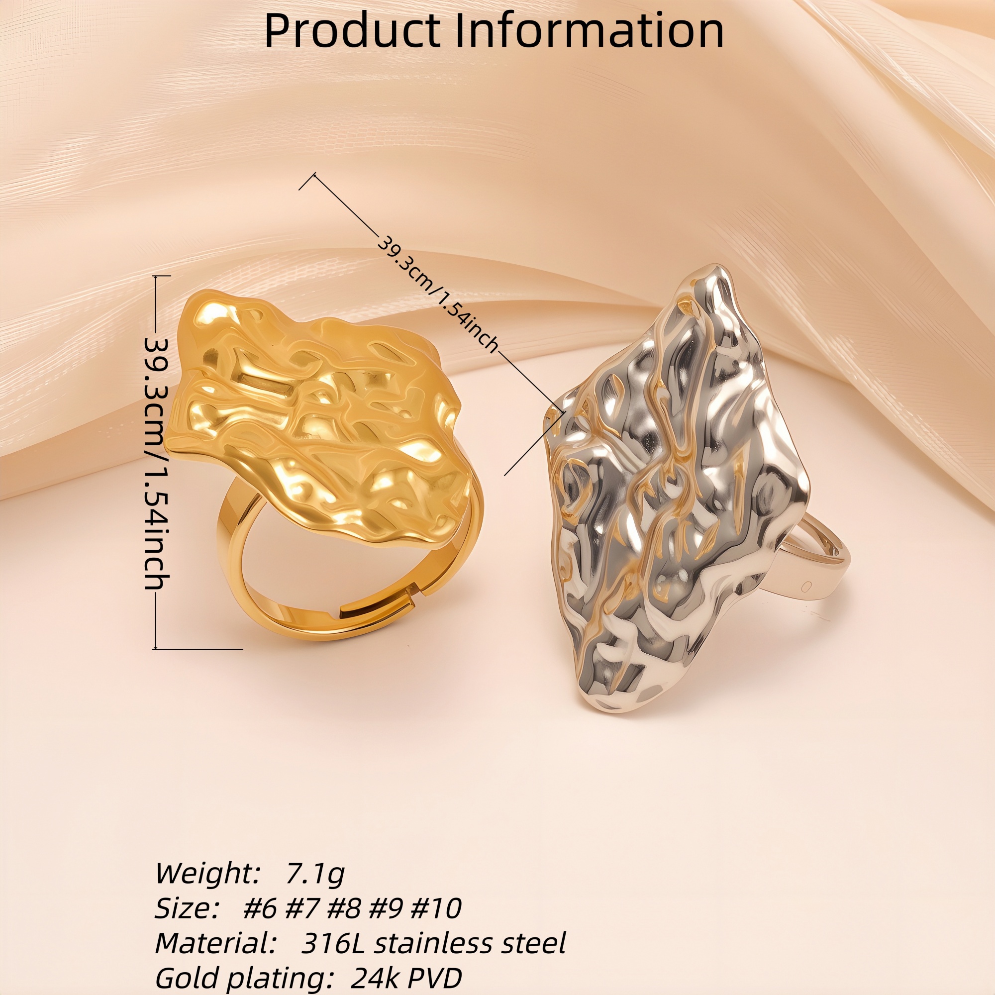 Abstract Style Flowing Shaped Stainless Steel Women's Ring丨G005250-JinBaoJewerly