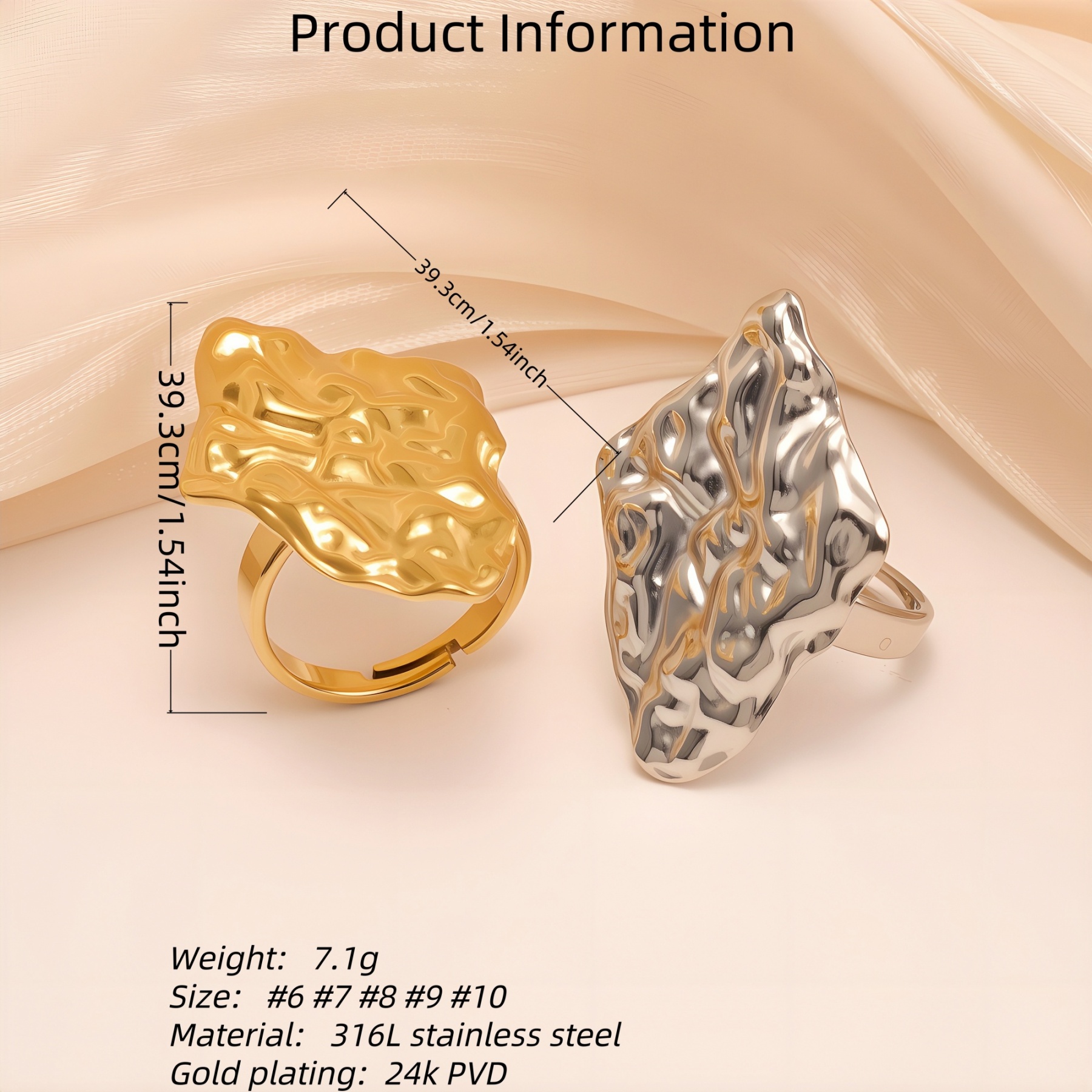 Abstract Style Flowing Shaped Stainless Steel Women's Ring丨G005250-JinBaoJewerly