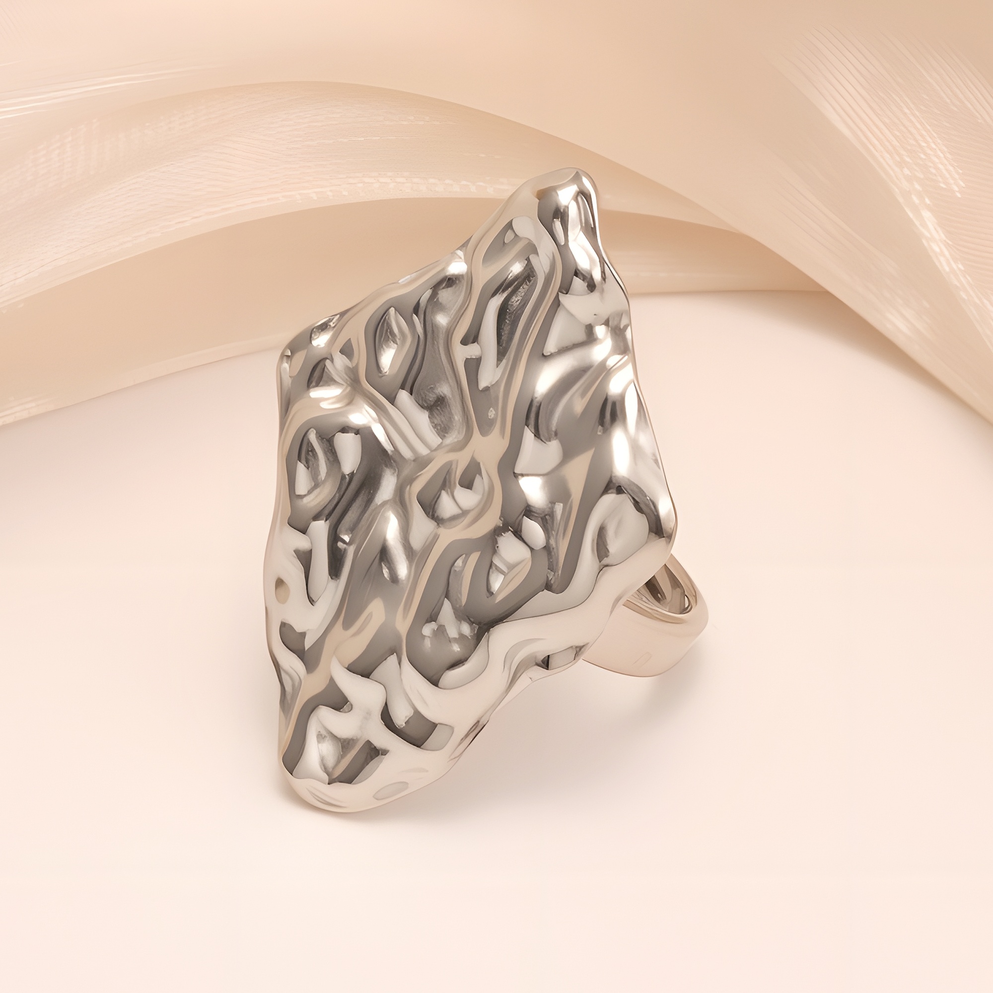 Abstract Style Flowing Shaped Stainless Steel Women's Ring丨G005250-JinBaoJewerly