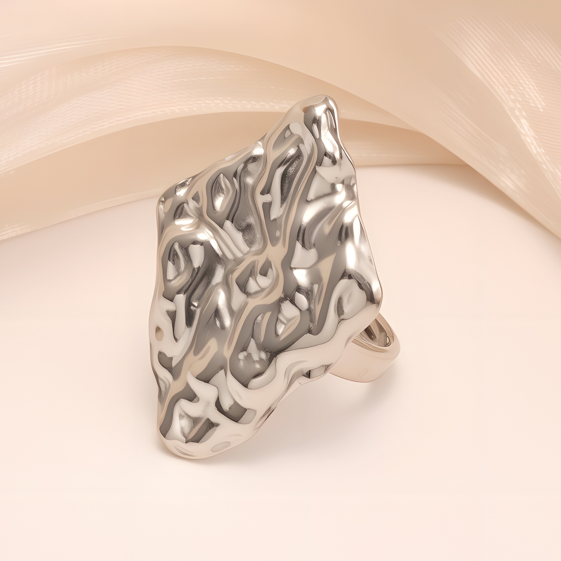 Abstract Style Flowing Shaped Stainless Steel Women's Ring丨G005250-JinBaoJewerly