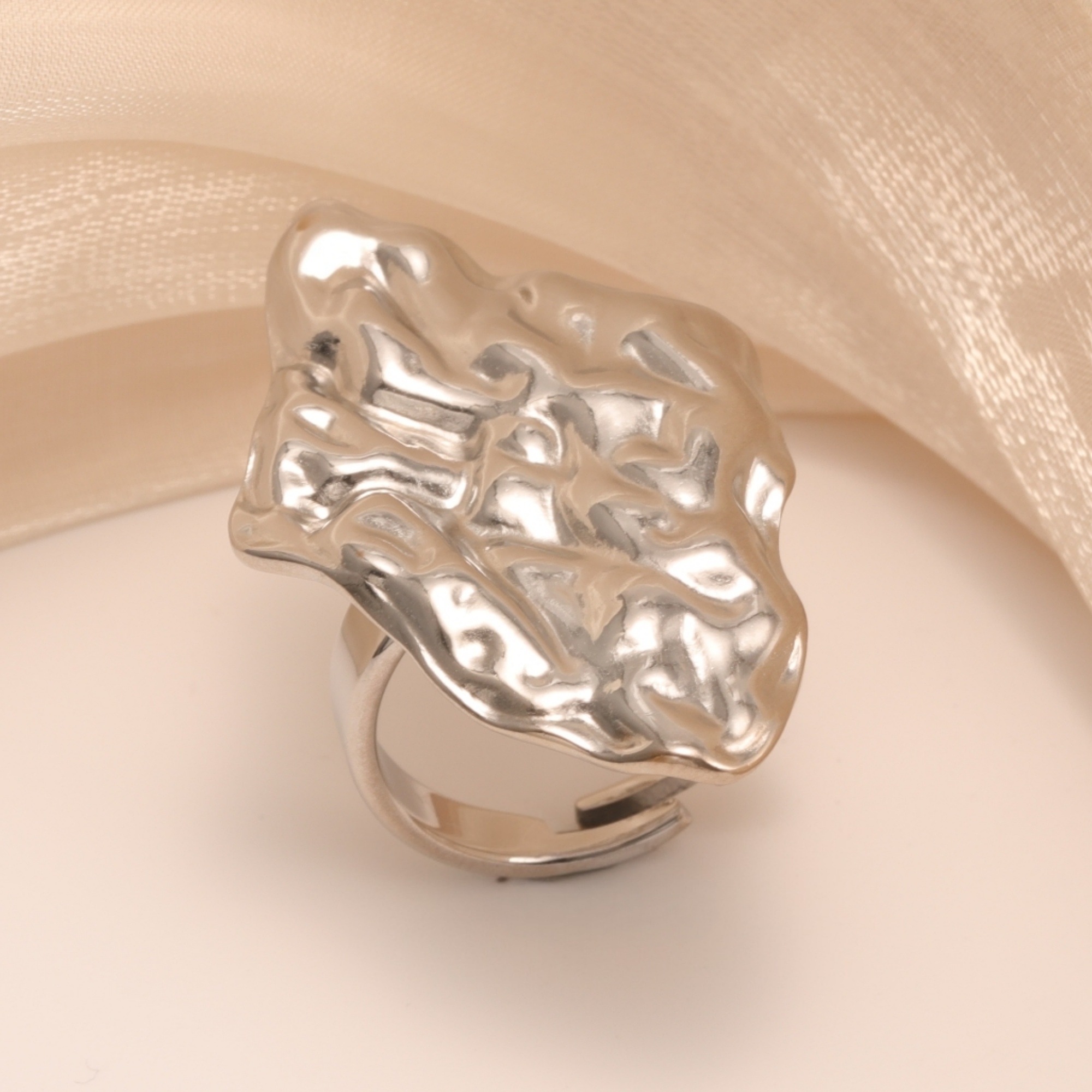 Abstract Style Flowing Shaped Stainless Steel Women's Ring丨G005250-JinBaoJewerly