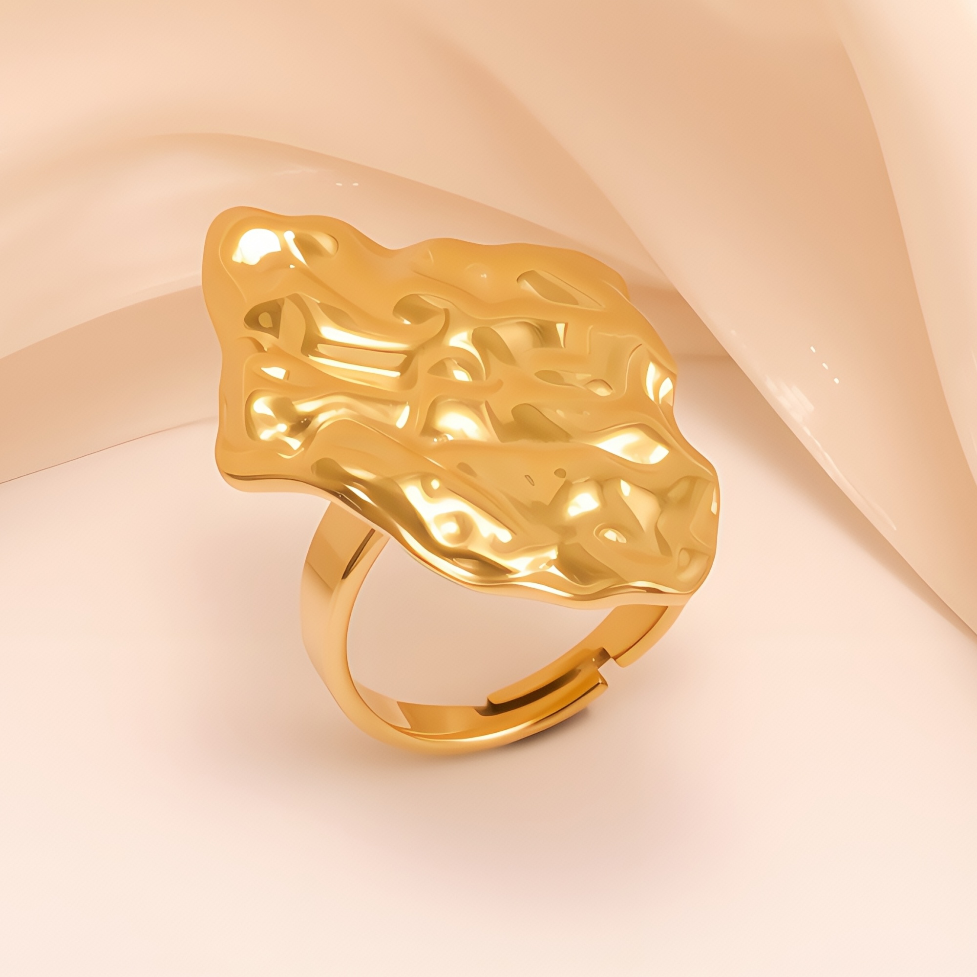 Abstract Style Flowing Shaped Stainless Steel Women's Ring丨G005250-JinBaoJewerly