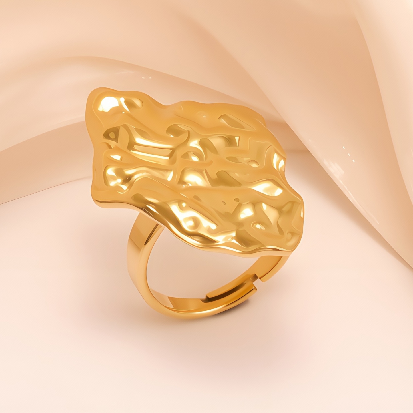 Abstract Style Flowing Shaped Stainless Steel Women's Ring丨G005250-JinBaoJewerly