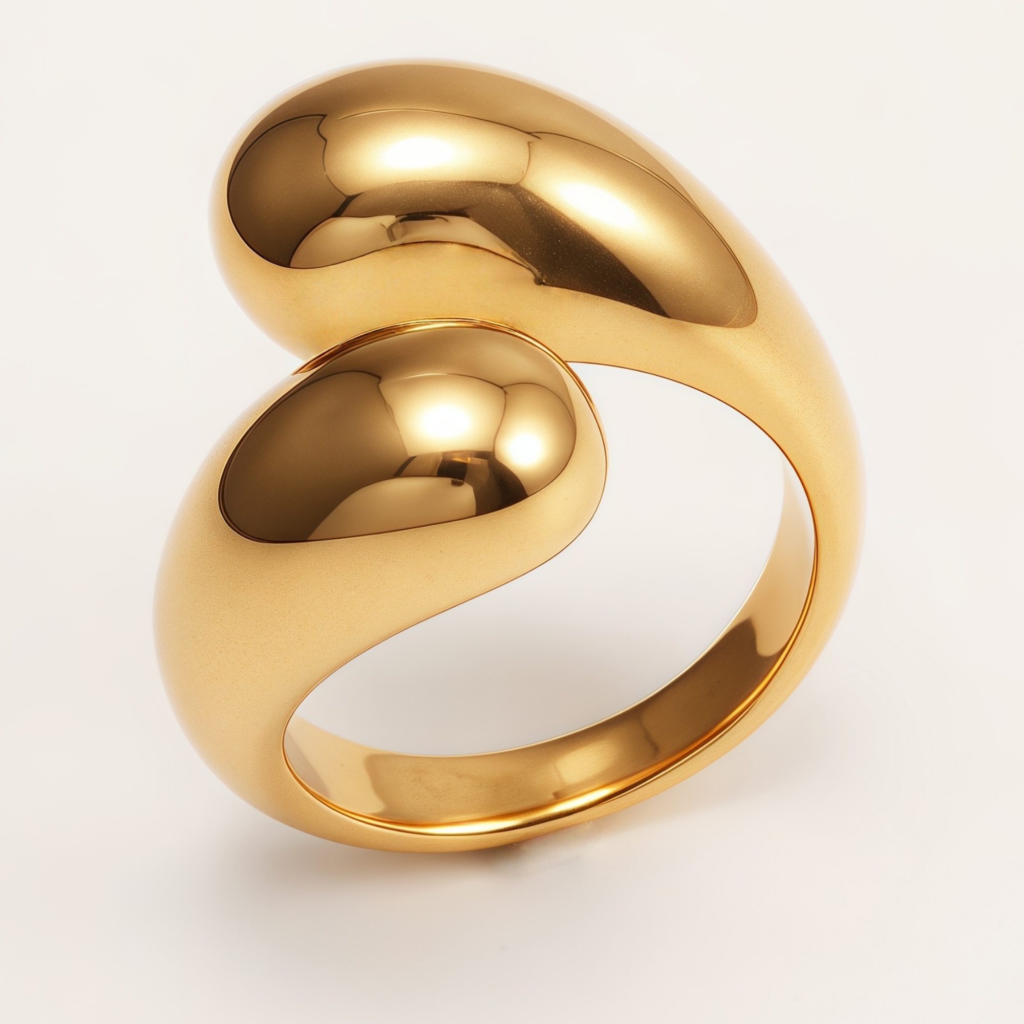 Luxurious Golden Streamlined Open Ring, Exclusive Accessory for Fashion Icons | G003574J-JinBaoJewerly