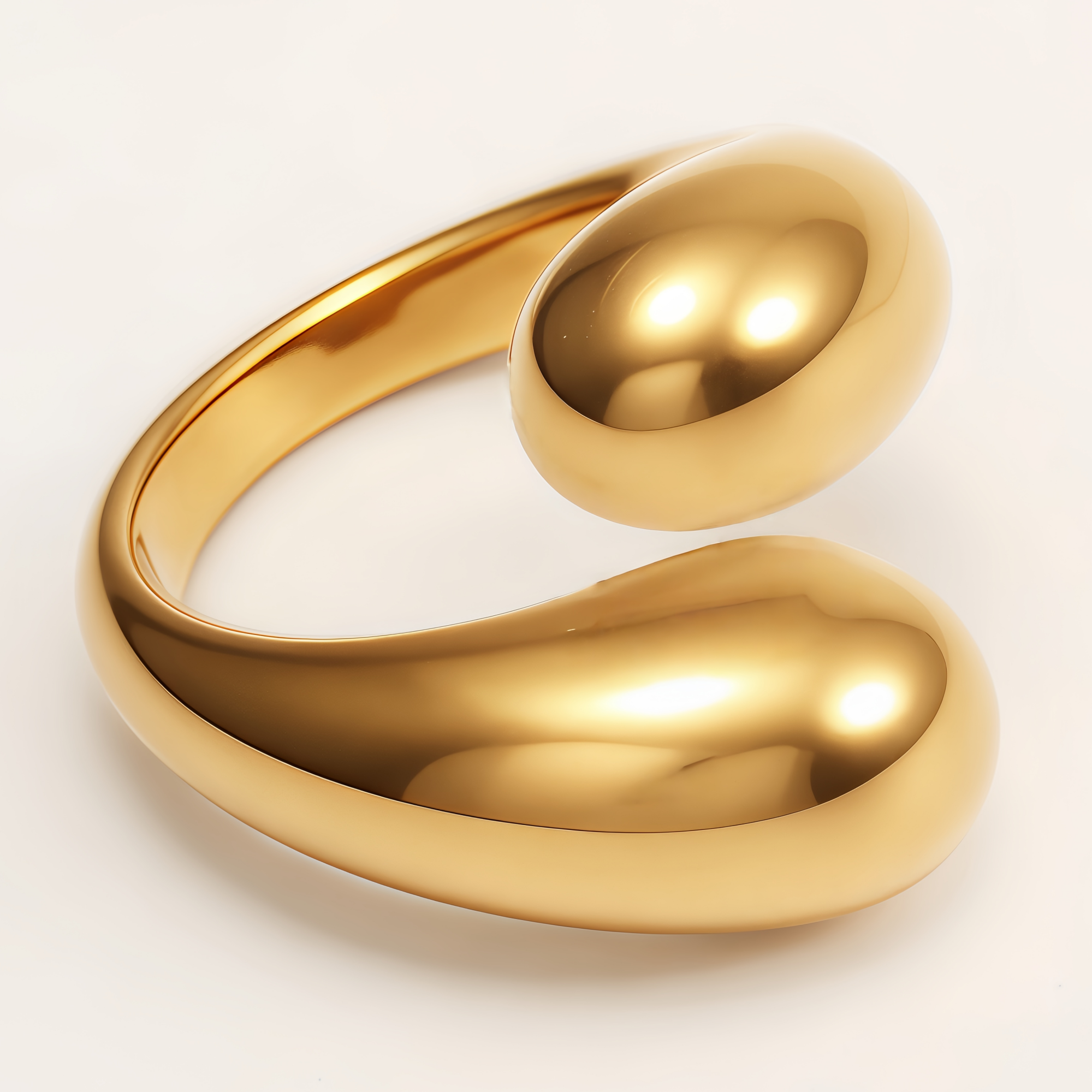 Luxurious Golden Streamlined Open Ring, Exclusive Accessory for Fashion Icons | G003574J-JinBaoJewerly