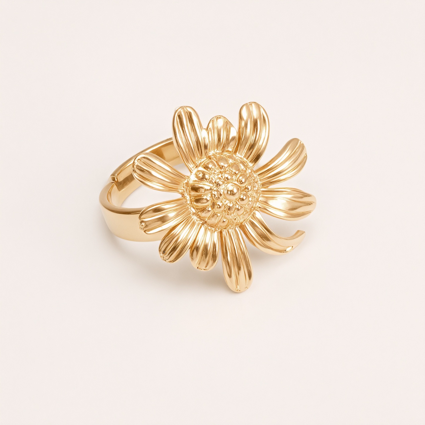 Stainless Steel Daisy Ring, Adjustable Opening, Niche Design, Fashionable Jewelry for Women | G005536-JinBaoJewerly