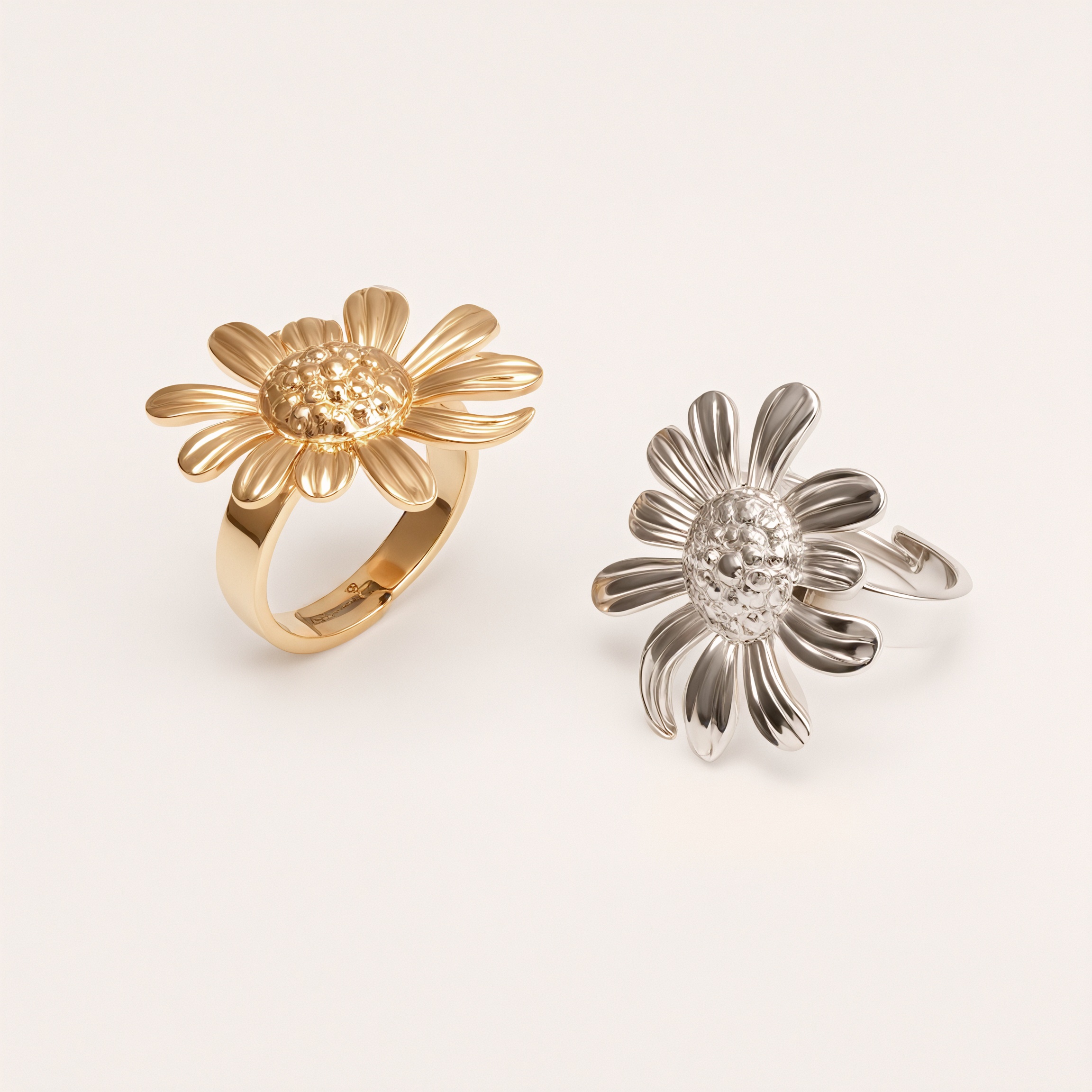 Stainless Steel Daisy Ring, Adjustable Opening, Niche Design, Fashionable Jewelry for Women | G005536-JinBaoJewerly