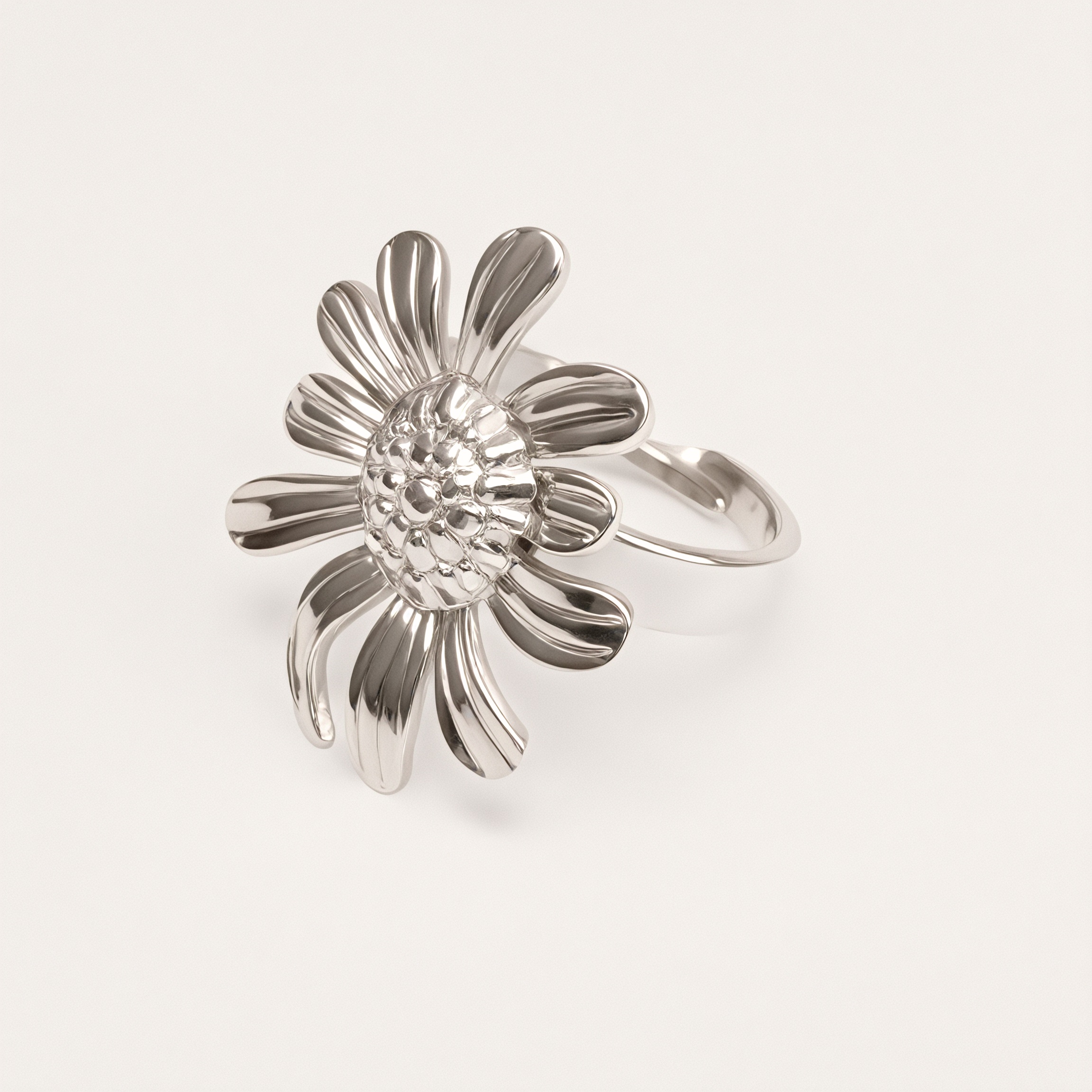 Stainless Steel Daisy Ring, Adjustable Opening, Niche Design, Fashionable Jewelry for Women | G005536-JinBaoJewerly