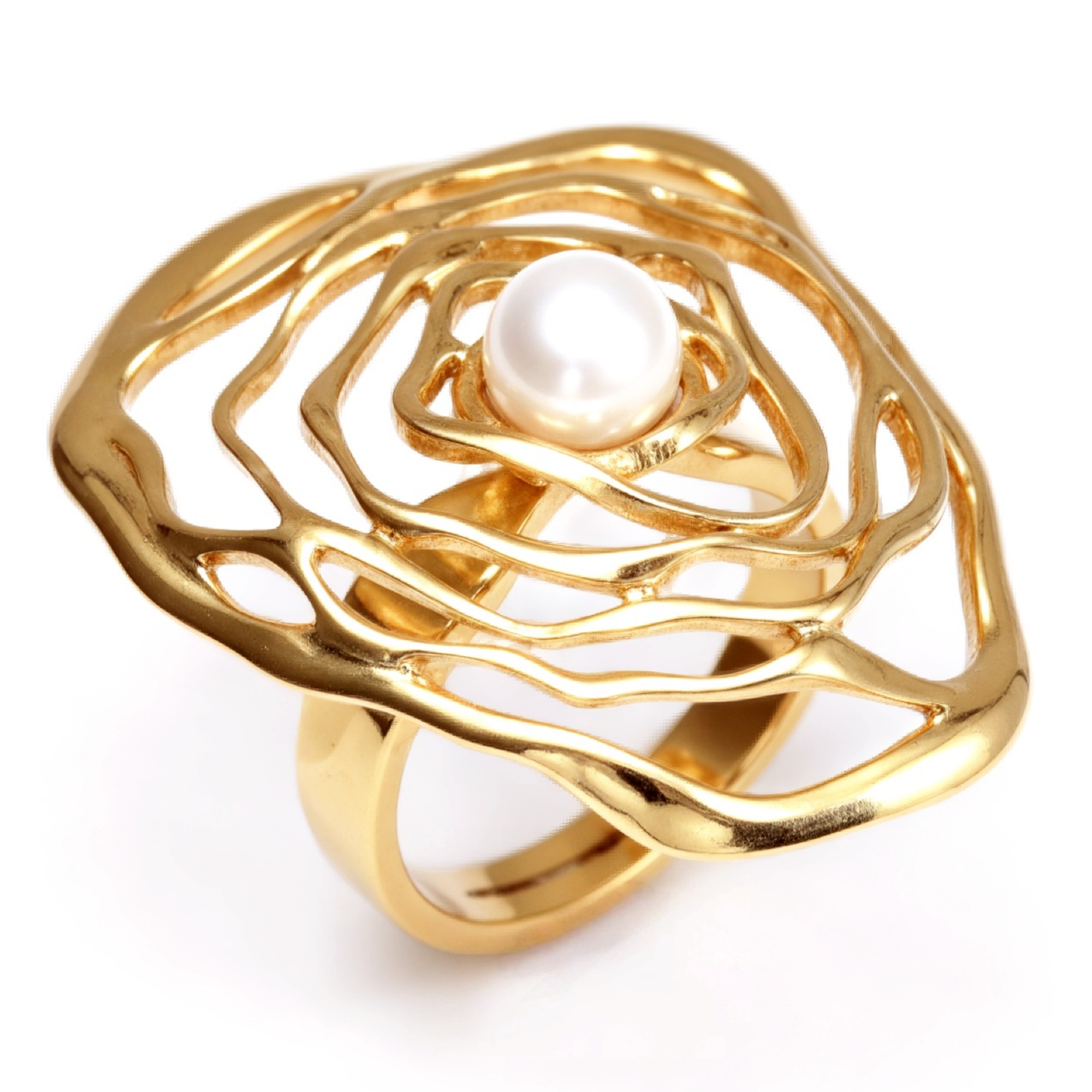 Gold Pearl Flower Ring - Romantic and Elegant Jewelry | G005675J-JinBaoJewerly