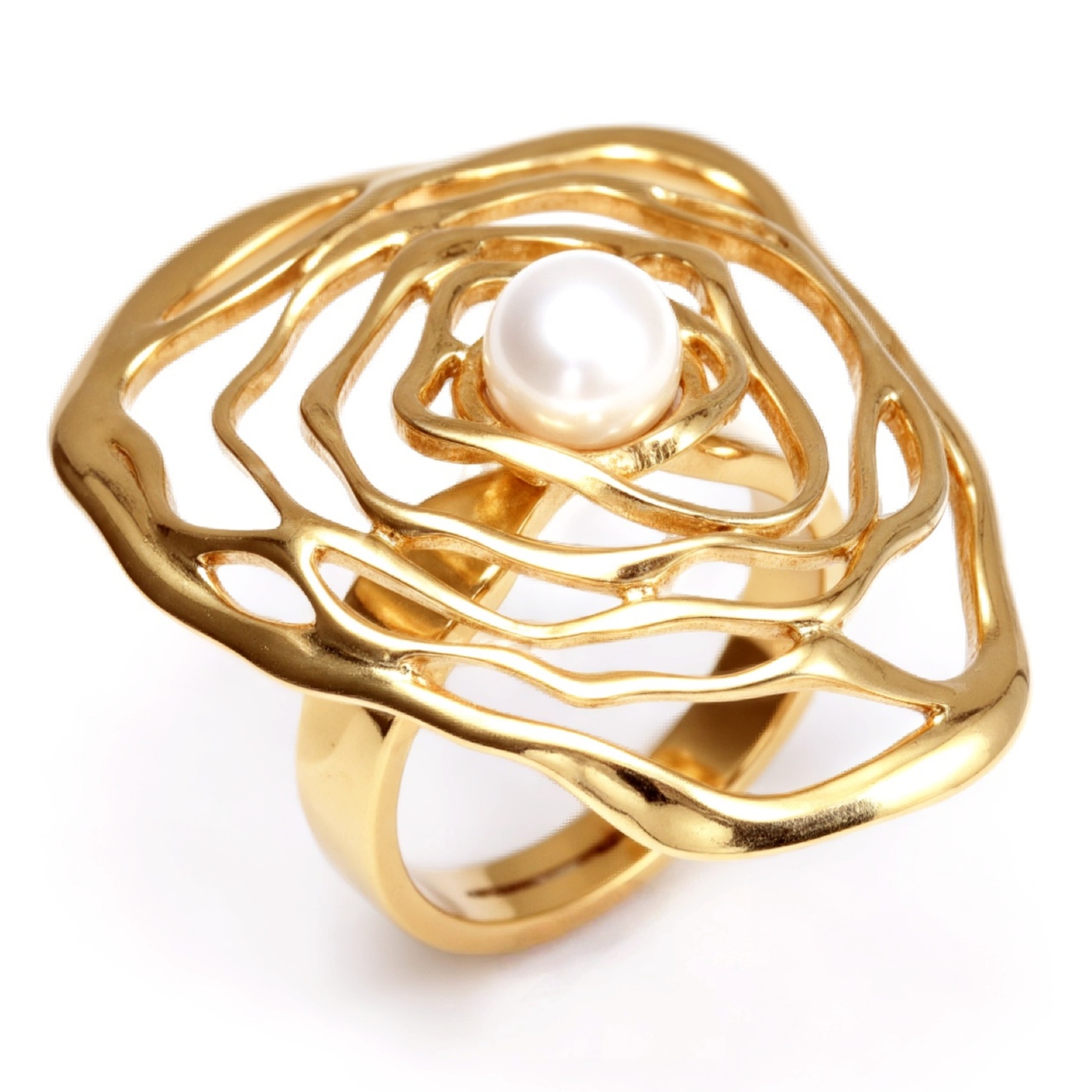 Gold Pearl Flower Ring - Romantic and Elegant Jewelry | G005675J-JinBaoJewerly