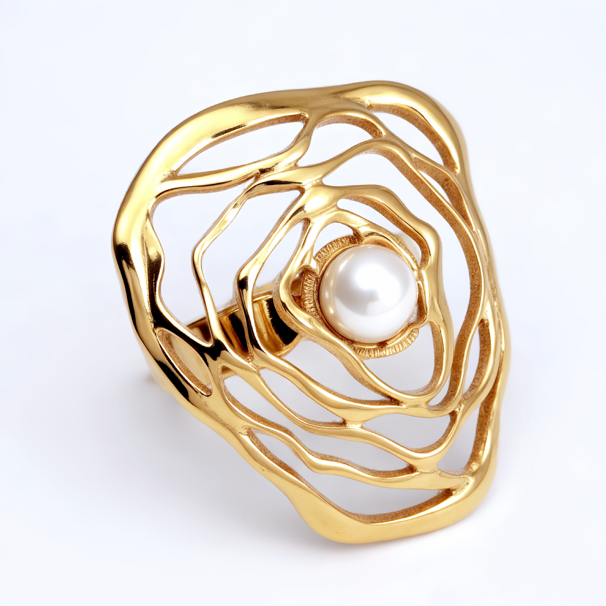 Gold Pearl Flower Ring - Romantic and Elegant Jewelry | G005675J-JinBaoJewerly