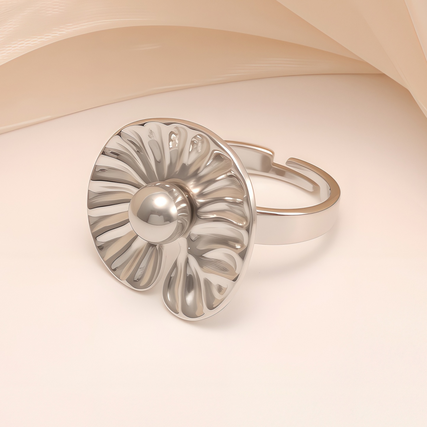 Irregular Style Wavy Pattern Stainless Steel Women's Ring丨G005756-JinBaoJewerly