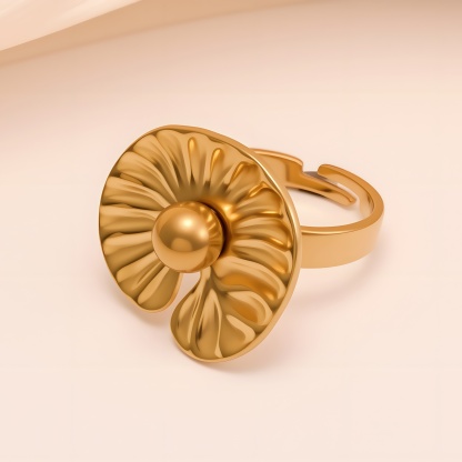 Irregular Style Wavy Pattern Stainless Steel Women's Ring丨G005756-JinBaoJewerly