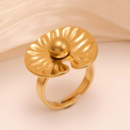 Irregular Style Wavy Pattern Stainless Steel Women's Ring丨G005756-JinBaoJewerly