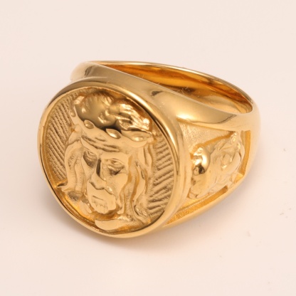 Vintage Portrait - Engraved Rings, Gold & Silver Unisex Statement Jewelry | G00620-JinBaoJewerly