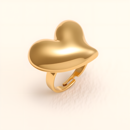 Simple Heart - Shaped Gold Ring, Open - ended Stylish Ring for Women  | G006221J-JinBaoJewerly