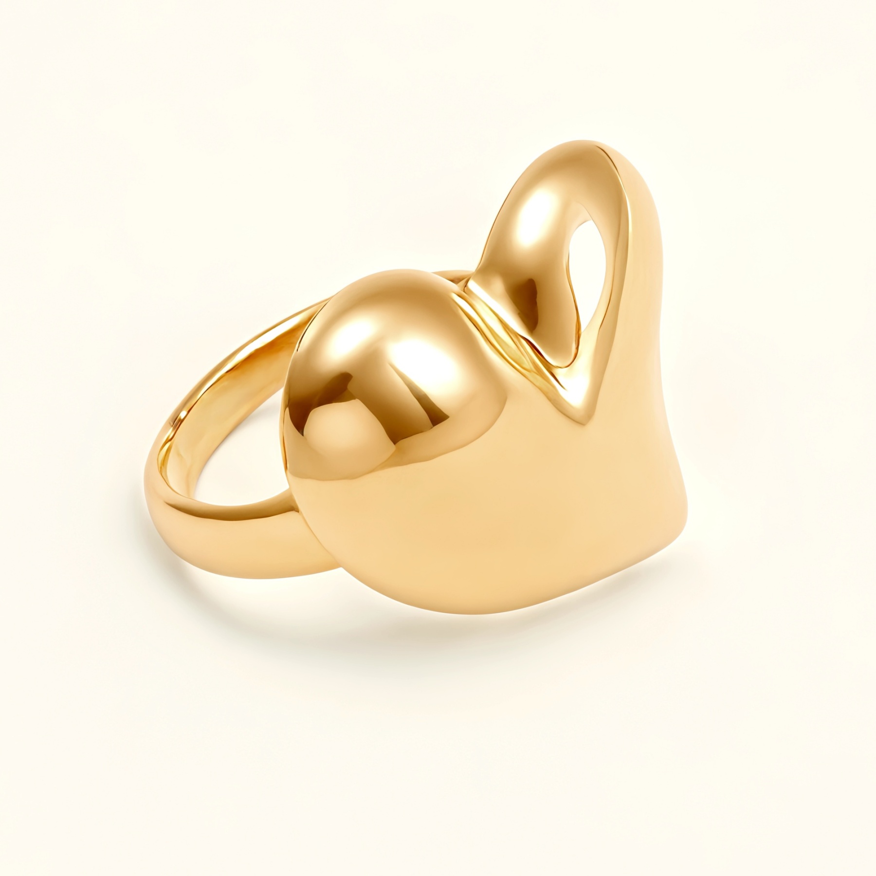 Simple Heart - Shaped Gold Ring, Open - ended Stylish Ring for Women  | G006221J-JinBaoJewerly