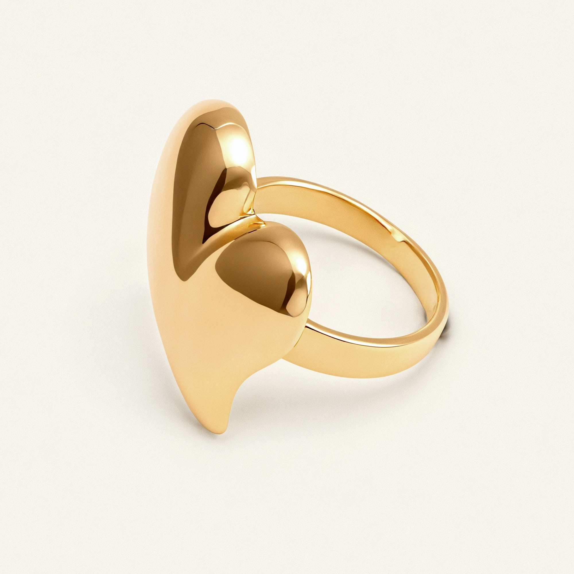 Simple Heart - Shaped Gold Ring, Open - ended Stylish Ring for Women  | G006221J-JinBaoJewerly