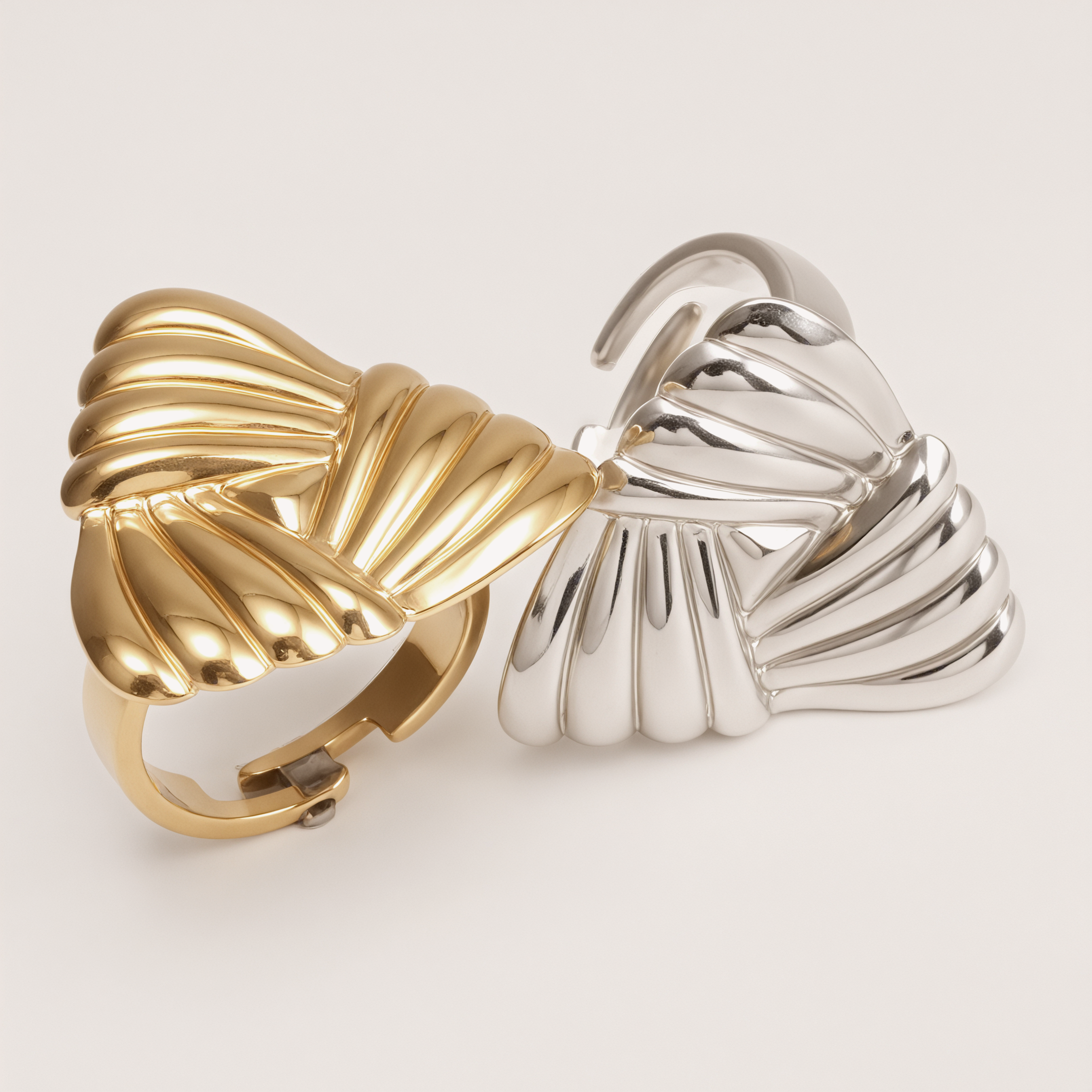 Metal Pleated Fan - shaped Open Ring, Stylish Unisex Personality Ring | G006423J-JinBaoJewerly