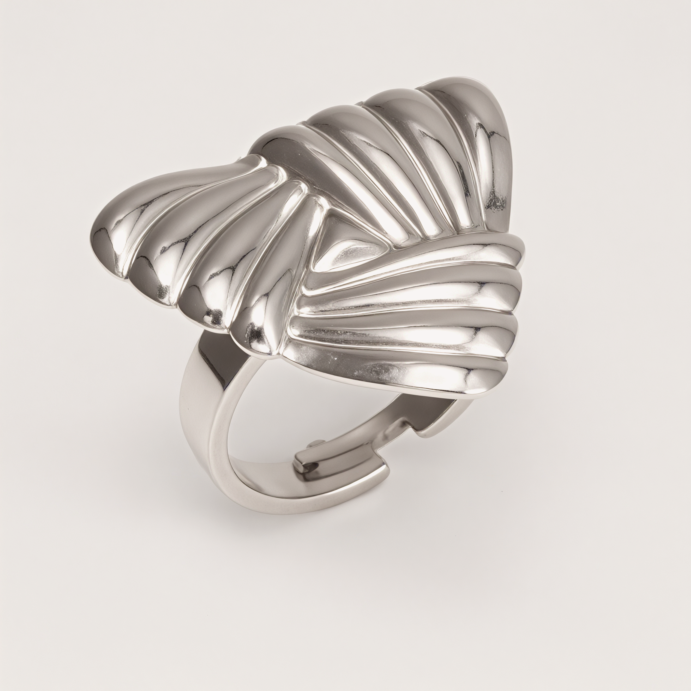 Metal Pleated Fan - shaped Open Ring, Stylish Unisex Personality Ring | G006423J-JinBaoJewerly
