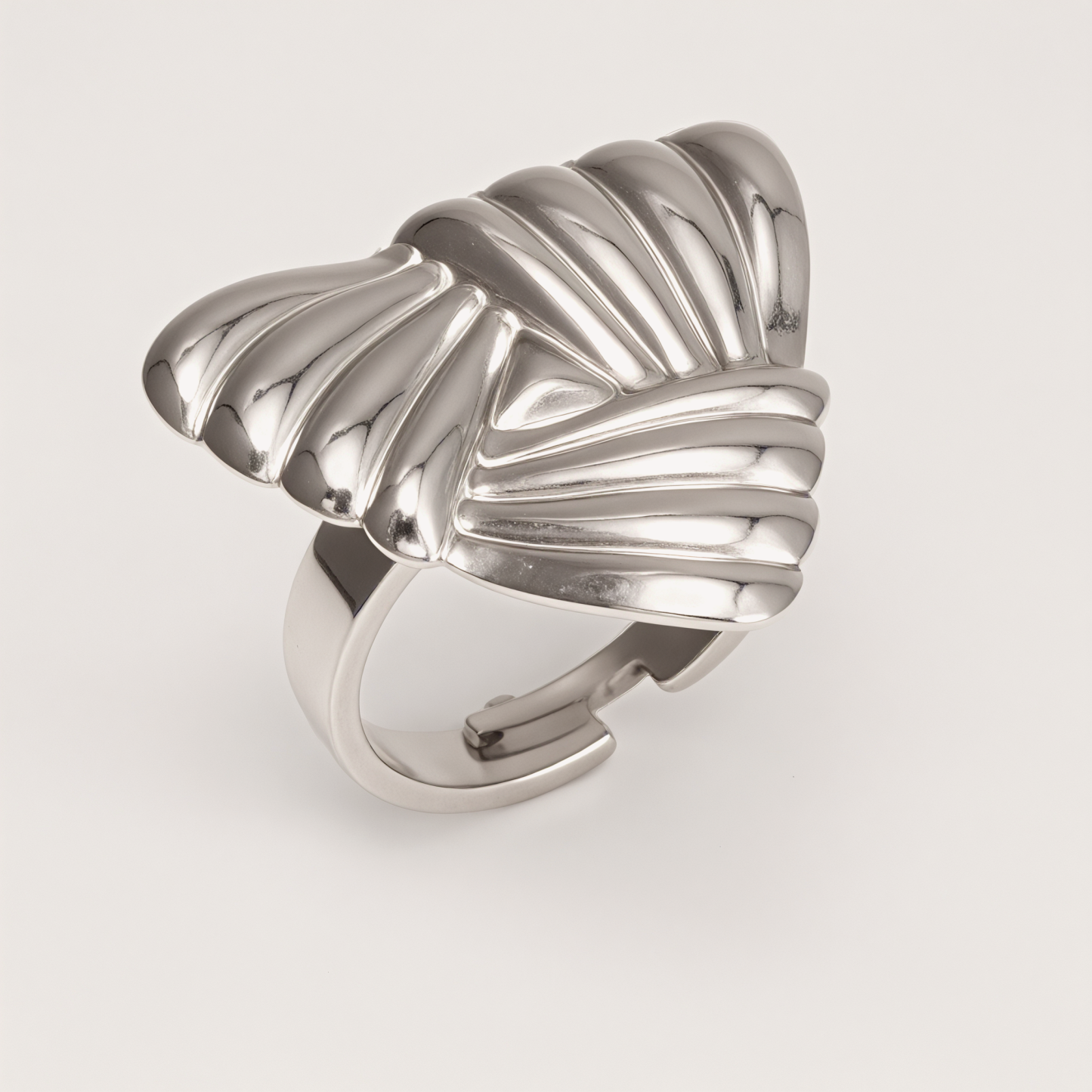 Metal Pleated Fan - shaped Open Ring, Stylish Unisex Personality Ring | G006423J-JinBaoJewerly