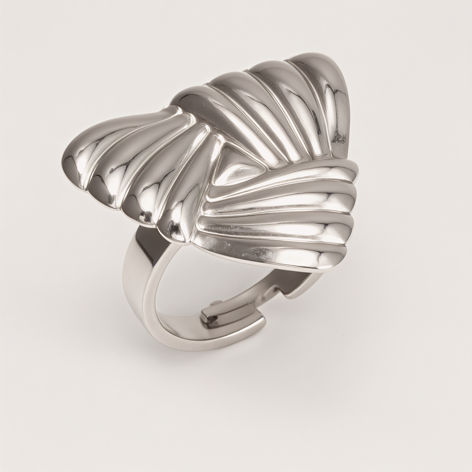 Metal Pleated Fan - shaped Open Ring, Stylish Unisex Personality Ring | G006423J-JinBaoJewerly
