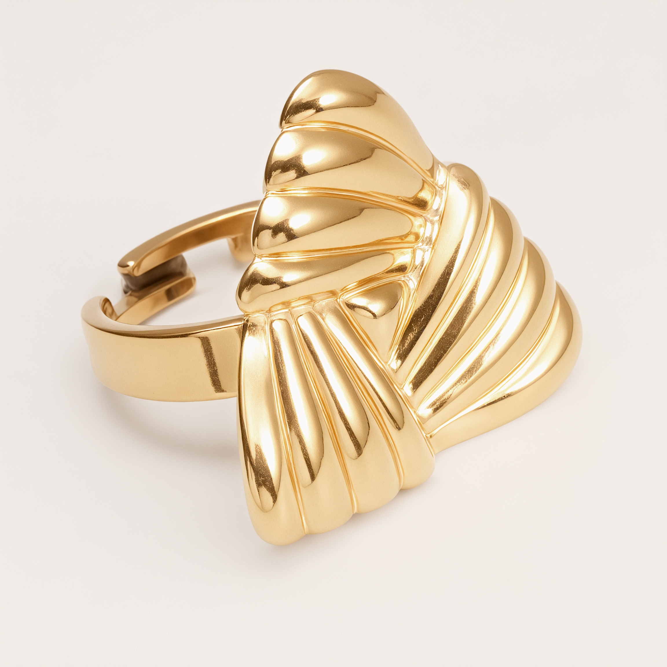 Metal Pleated Fan - shaped Open Ring, Stylish Unisex Personality Ring | G006423J-JinBaoJewerly