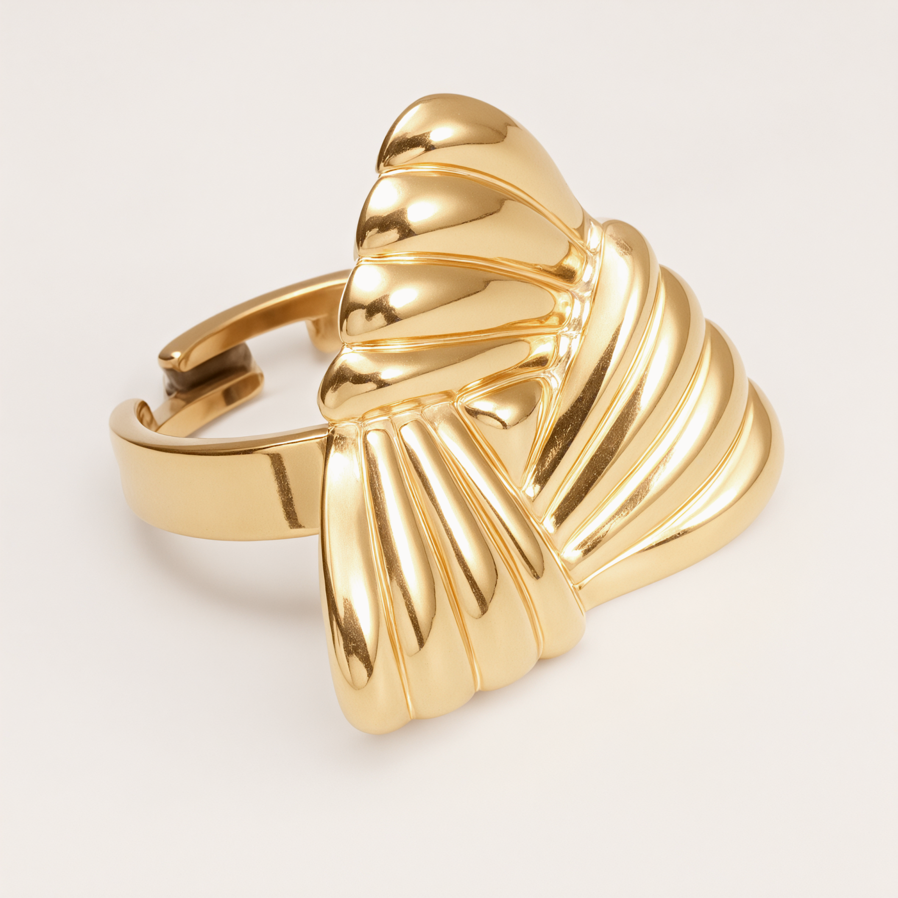 Metal Pleated Fan - shaped Open Ring, Stylish Unisex Personality Ring | G006423J-JinBaoJewerly