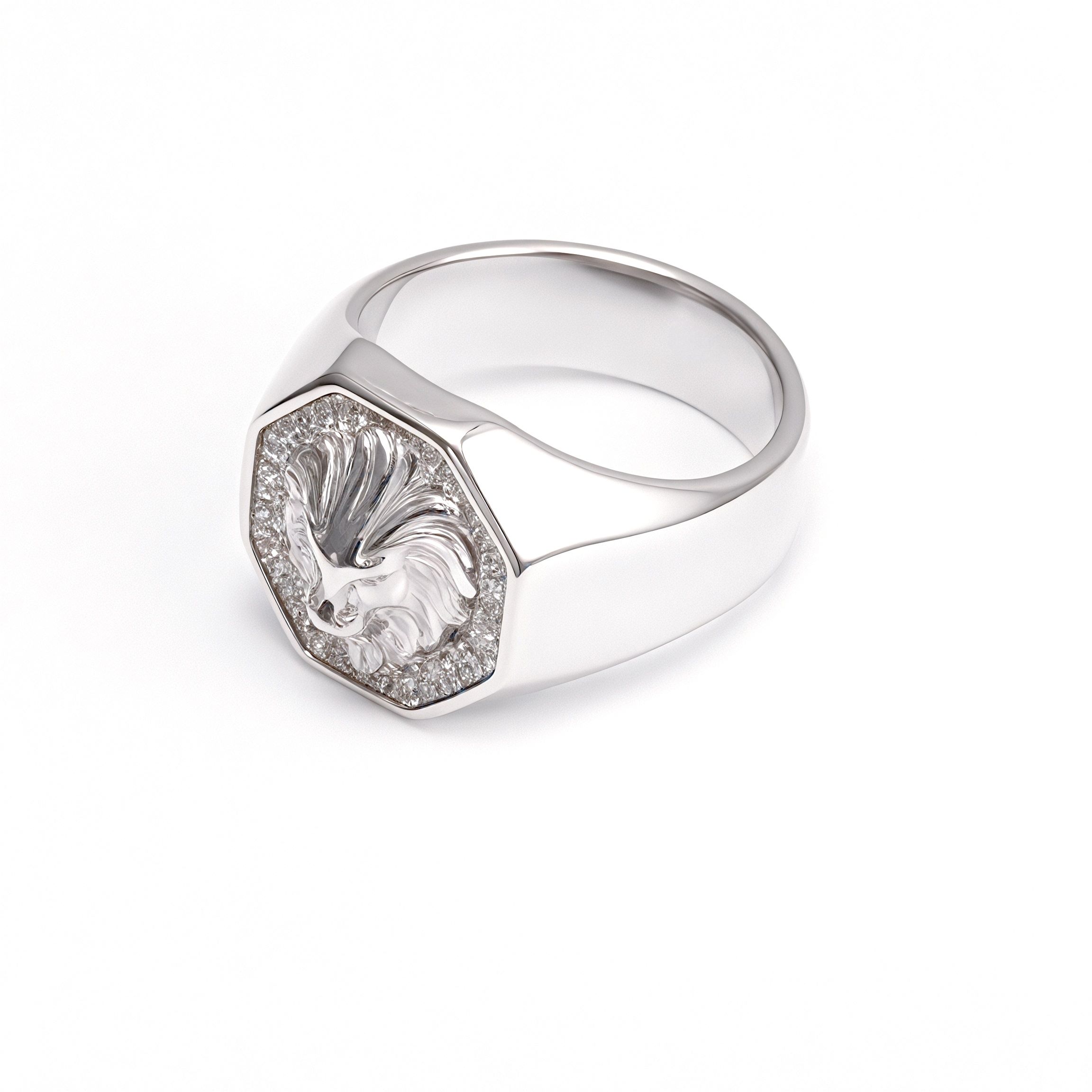 Stainless Steel Lion Head Ring, Diamond - Inlaid Stylish Men's Ring, European and American Fashion Dominant Jewelry | G00690-JinBaoJewerly