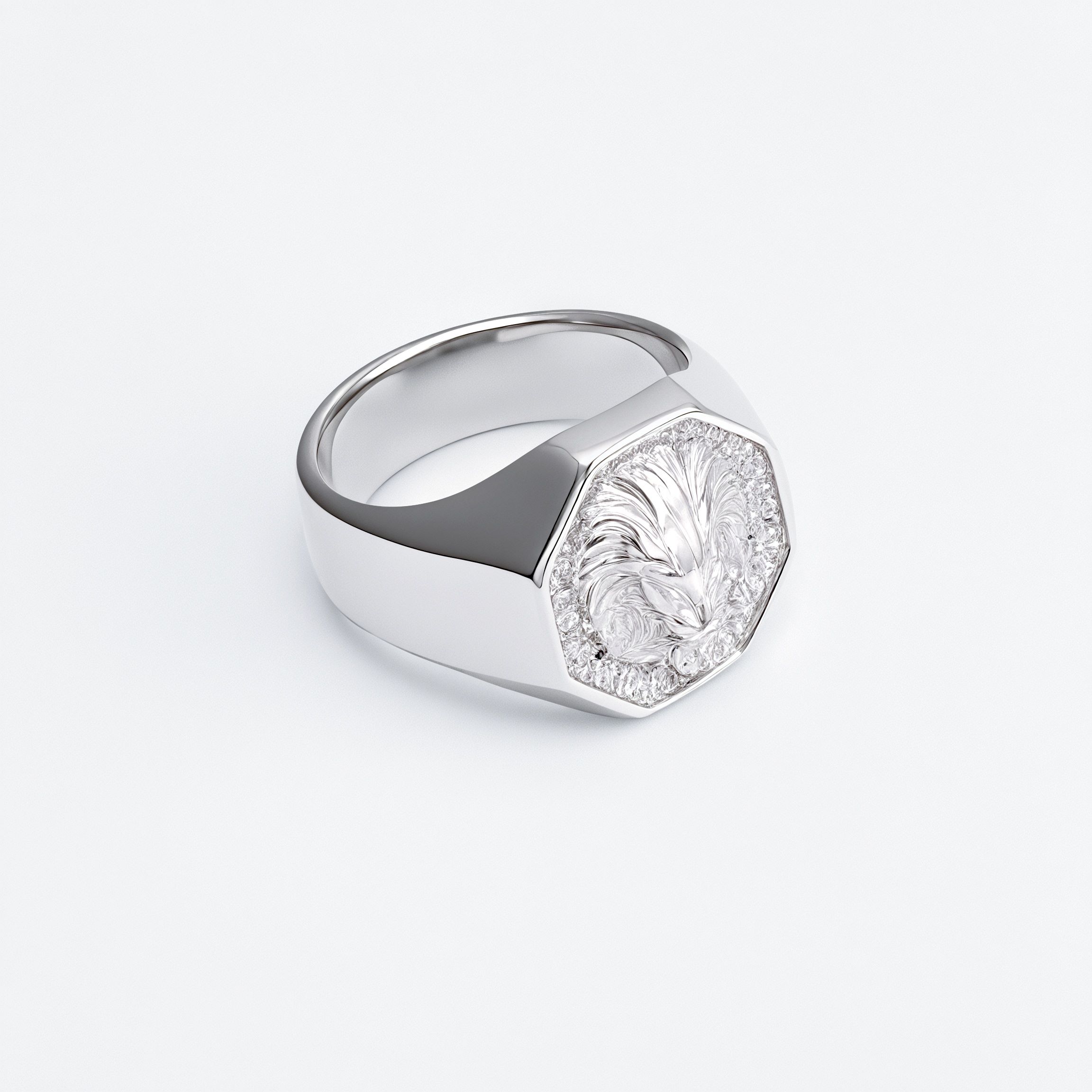 Stainless Steel Lion Head Ring, Diamond - Inlaid Stylish Men's Ring, European and American Fashion Dominant Jewelry | G00690-JinBaoJewerly