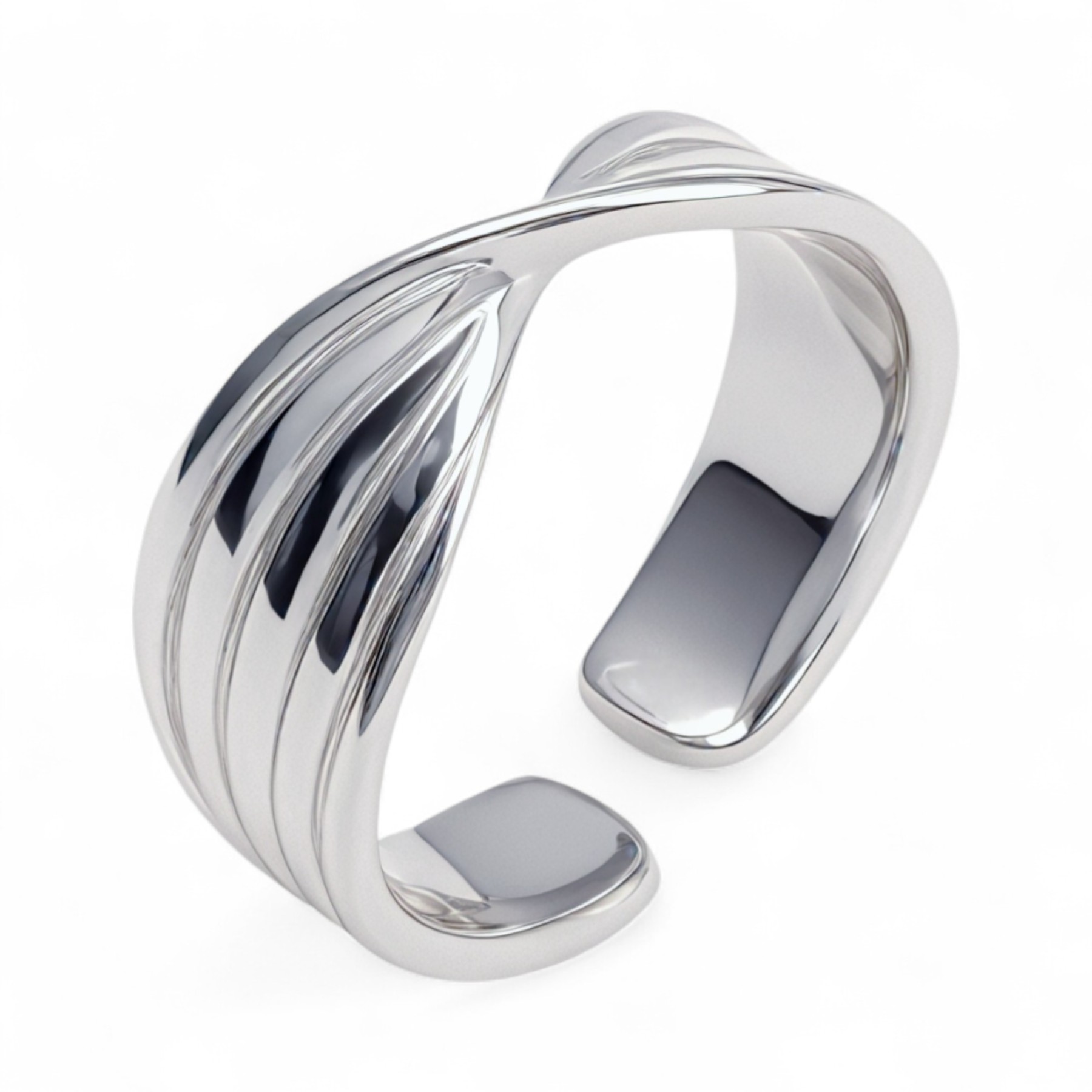 Stainless Steel Open - Twist Ring, Simple and Stylish Versatile Finger Ring | G00693-JinBaoJewerly