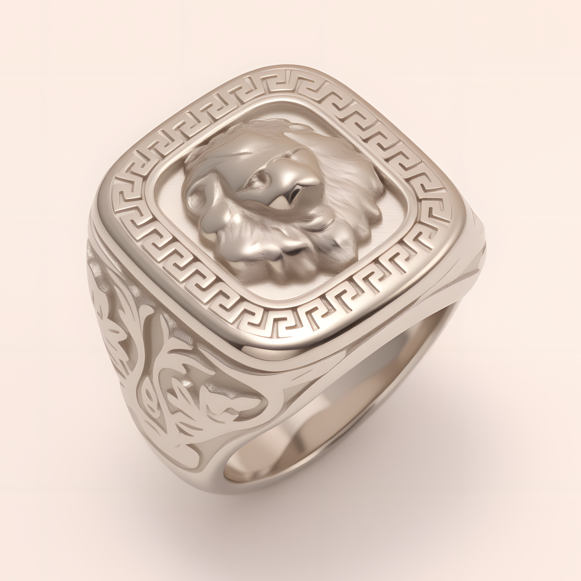 Vintage Lion Head Square Stainless Steel Ring Unique Design | G00771-JinBaoJewerly