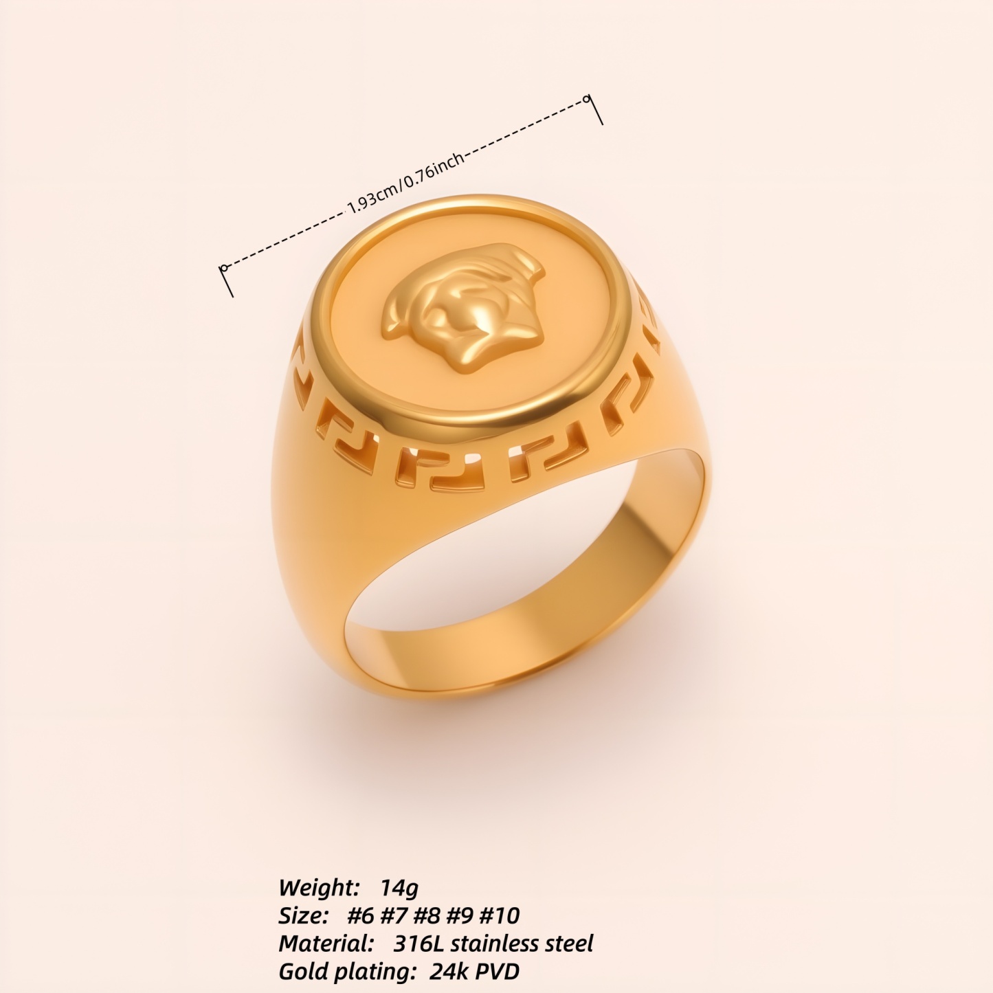 Geometric - decorated Lion - head Stainless Steel Ring - Personalized Jewelry for Men | G00886-JinBaoJewerly