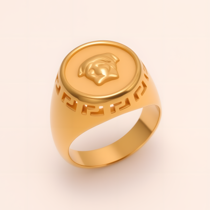 Geometric - decorated Lion - head Stainless Steel Ring - Personalized Jewelry for Men | G00886-JinBaoJewerly