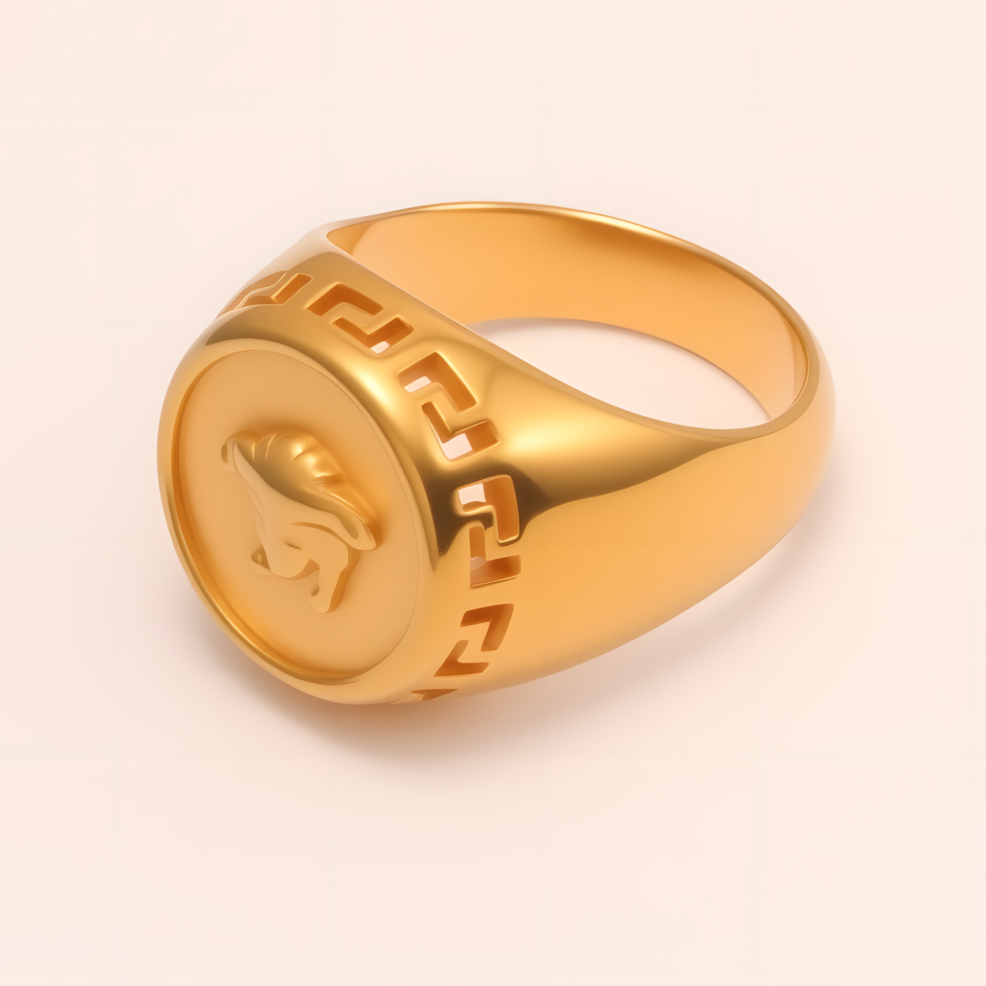 Geometric - decorated Lion - head Stainless Steel Ring - Personalized Jewelry for Men | G00886-JinBaoJewerly