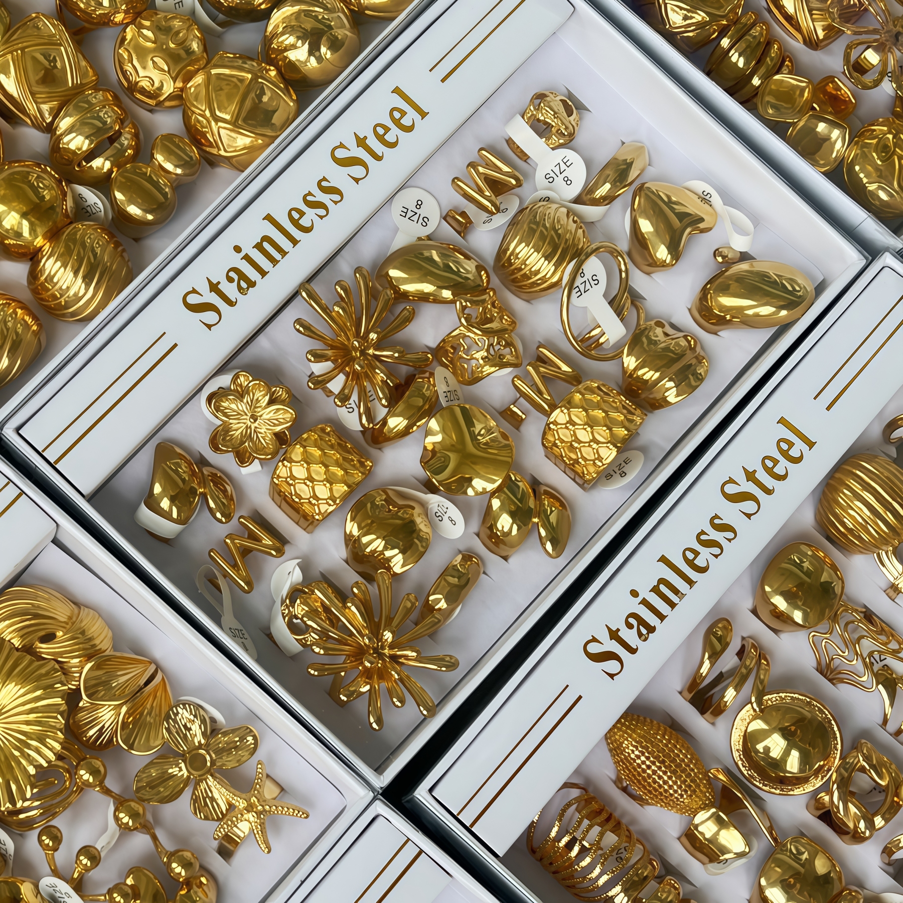 24x Gold-Plated Women's Steel Ring【Size Can Be Specified】