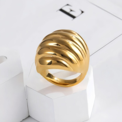 Streamlined Stainless Steel Ring Modern Simple Style Women Ring | ML040-JinBaoJewerly