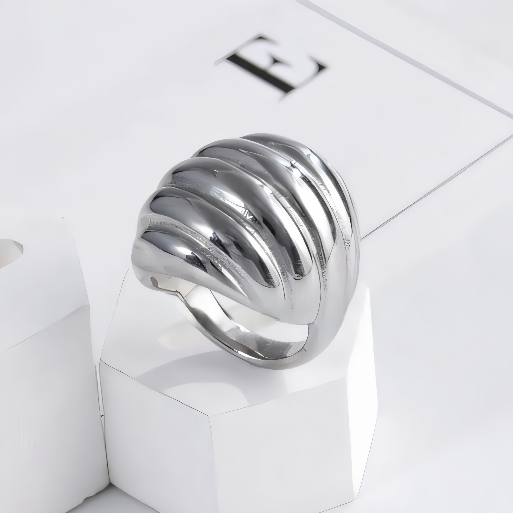 Streamlined Stainless Steel Ring Modern Simple Style Women Ring | ML040-JinBaoJewerly