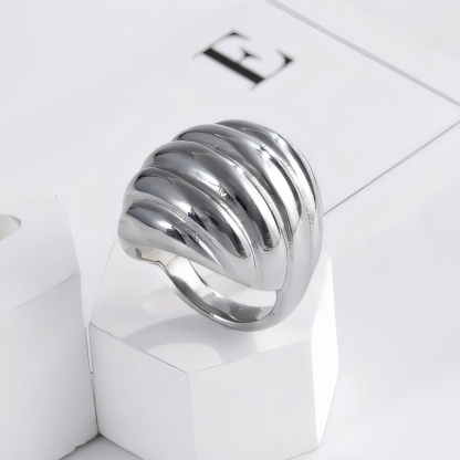 Streamlined Stainless Steel Ring Modern Simple Style Women Ring | ML040-JinBaoJewerly