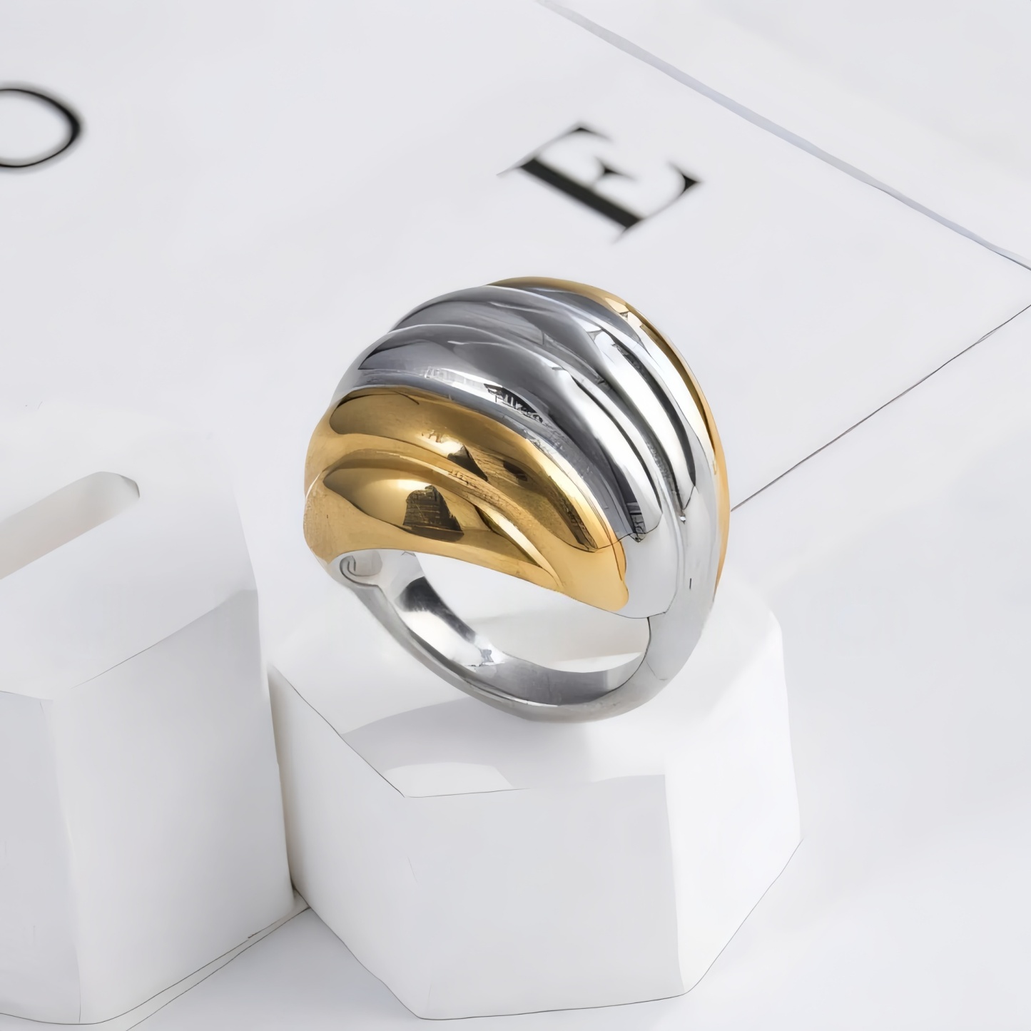 Streamlined Stainless Steel Ring Modern Simple Style Women Ring | ML040-JinBaoJewerly