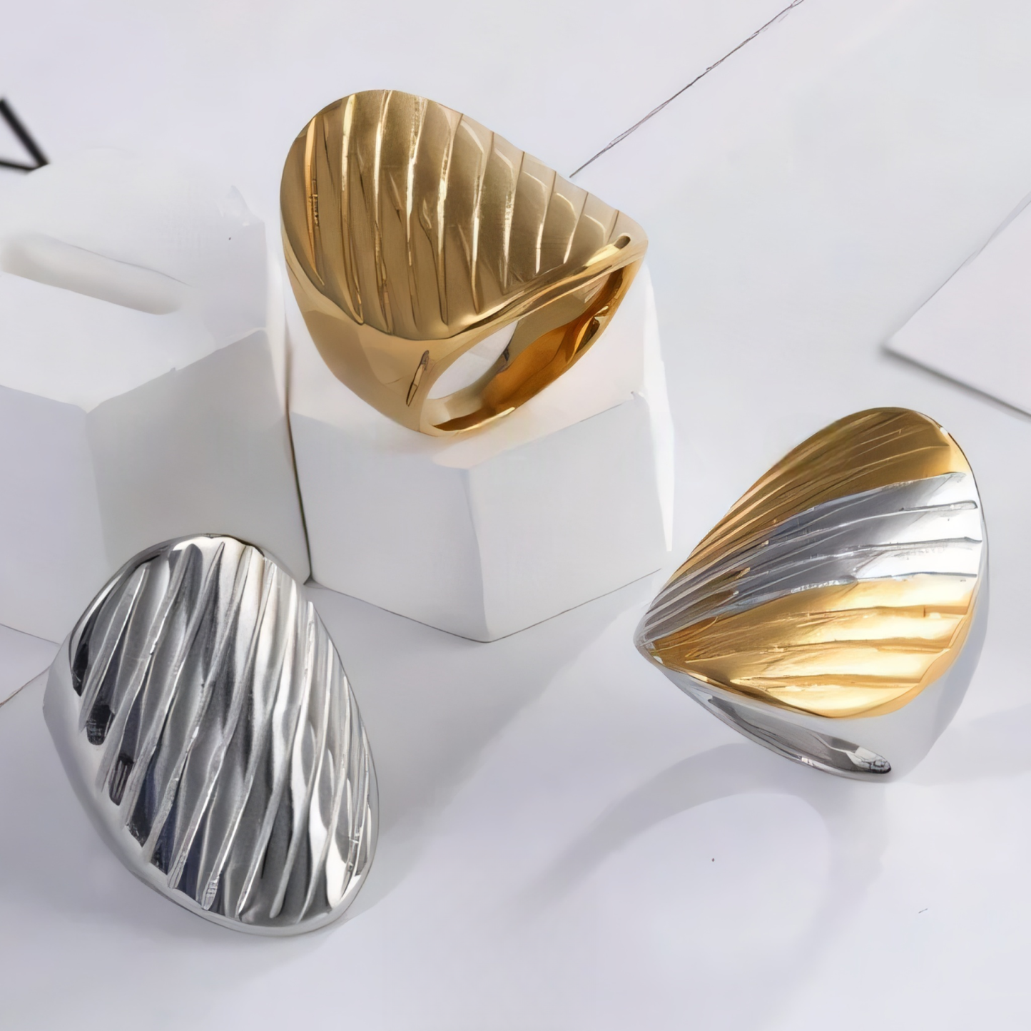 Stainless Steel Striped Ring Minimalist Stylish Design Women Ring | G002899-JinBaoJewerly