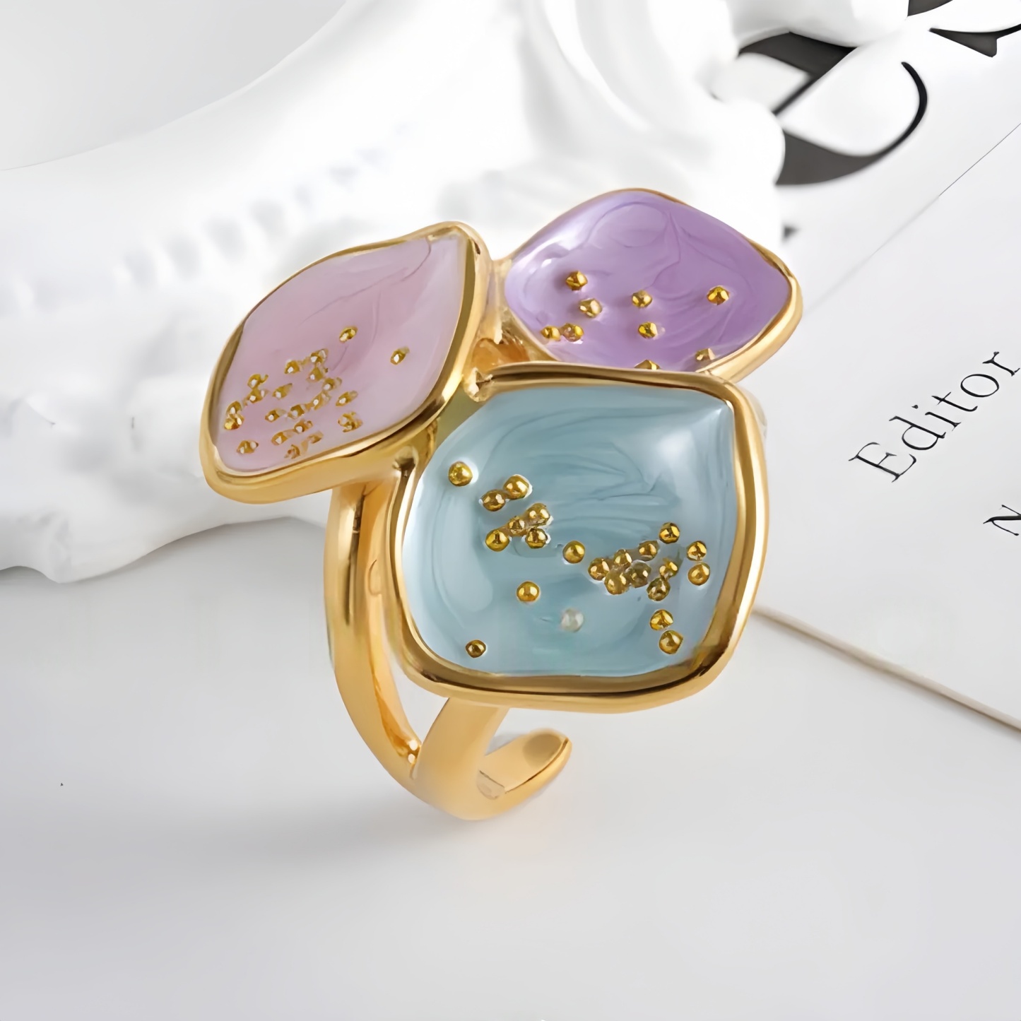 Colorful Square Stainless Steel Ring Minimalist Modern Style Women Ring | G004409-JinBaoJewerly