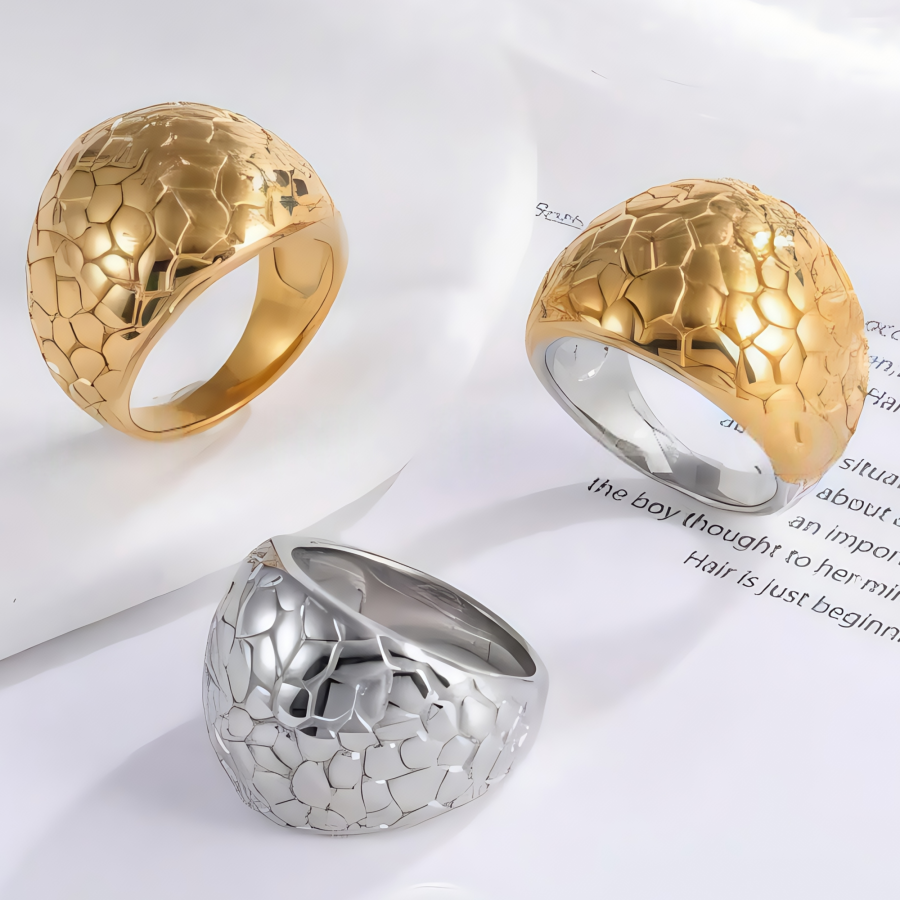 Exquisite Honeycomb Pattern Stainless Steel Ring Modern Simple Style Women Ring | ML054