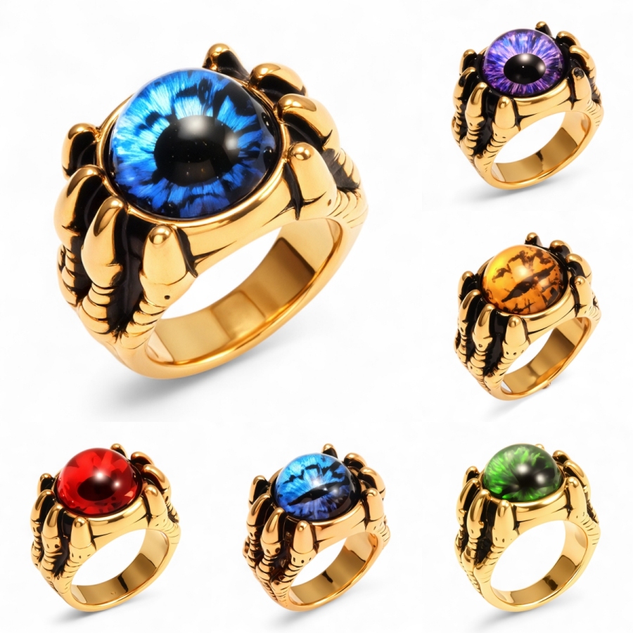 Vintage Style Mystic Eye Stainless Steel Men's Ring丨K002002GL