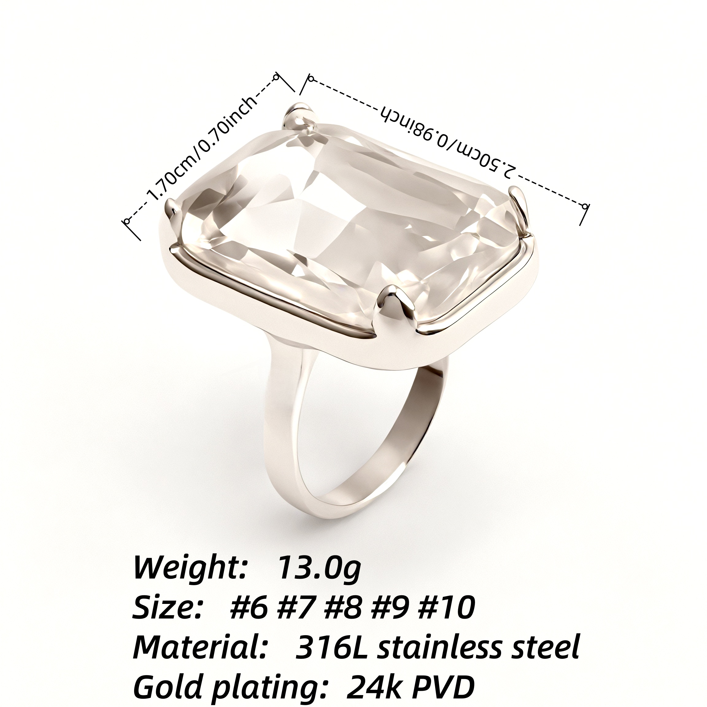 Minimalist Stainless Steel Colorful Gem Rings - Versatile Fashion Bands | K002810G-JinBaoJewerly