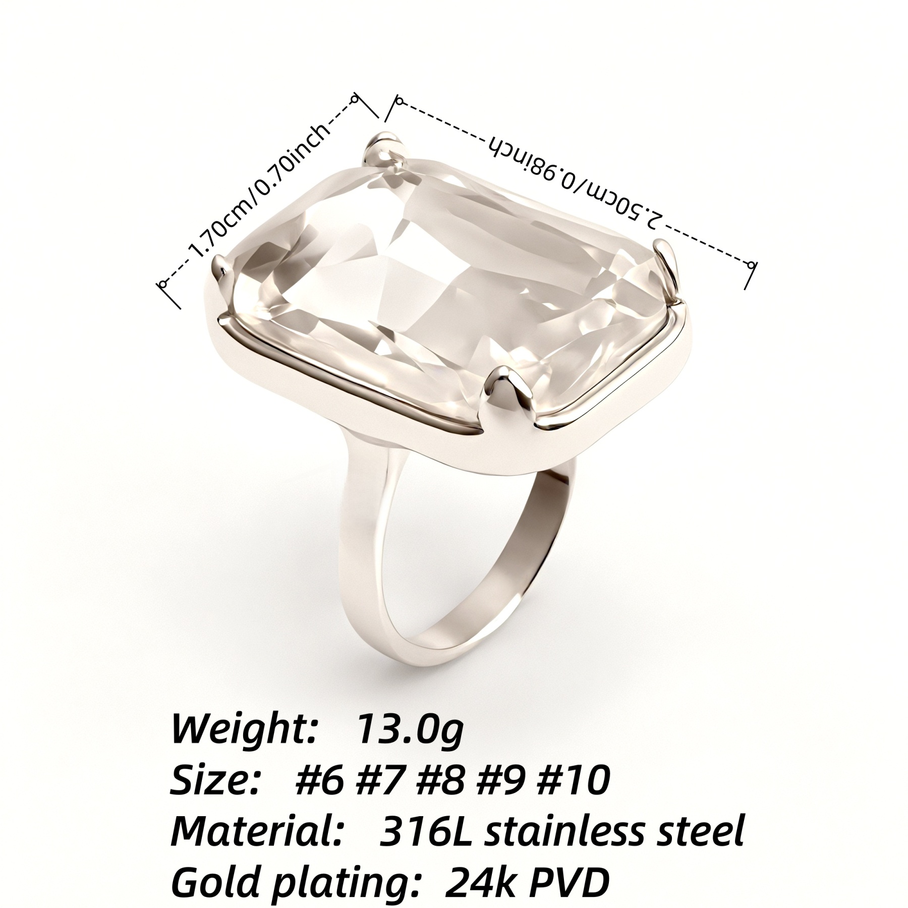 Minimalist Stainless Steel Colorful Gem Rings - Versatile Fashion Bands | K002810G-JinBaoJewerly