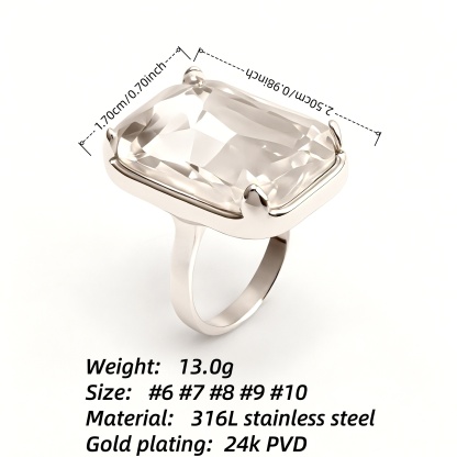 Minimalist Stainless Steel Colorful Gem Rings - Versatile Fashion Bands | K002810G-JinBaoJewerly