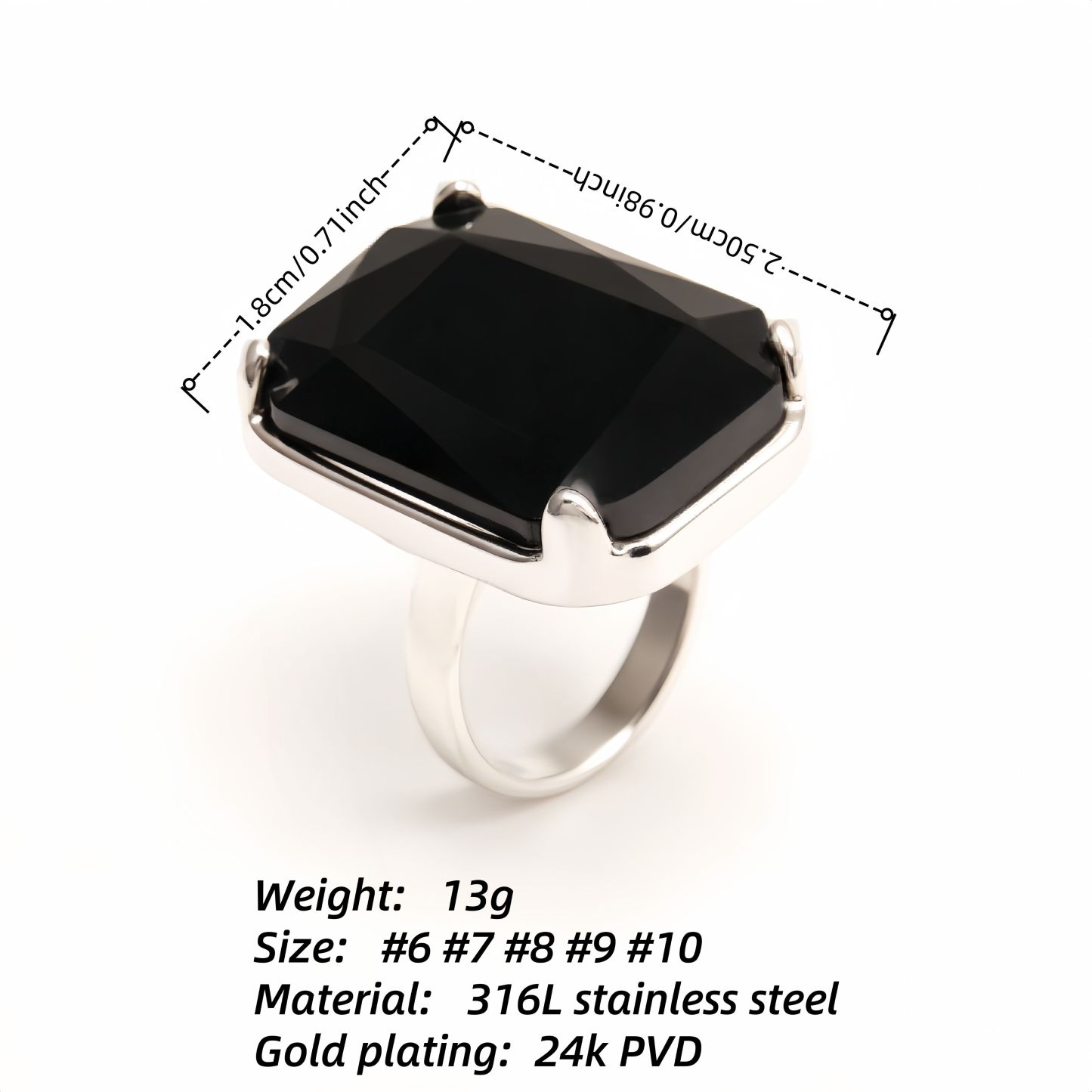 Minimalist Stainless Steel Colorful Gem Rings - Versatile Fashion Bands | K002810G-JinBaoJewerly